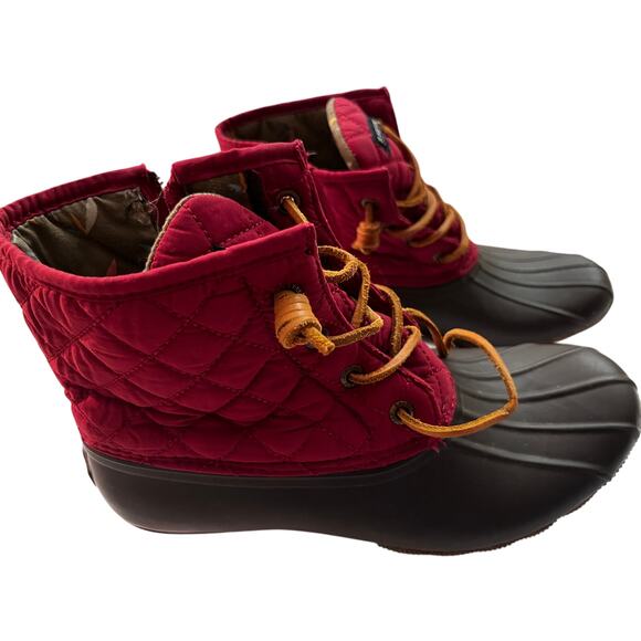 Sperry Top-Sider Women’s Quilted Duck Boots Waterproof Size 8.5 Burgundy Zip - Picture 1 of 7